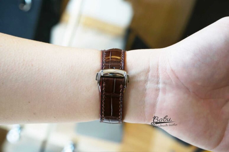 Premium Alligator Leather Watch Strap For Omega, Dark Brown leather Watch Band