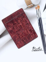 Burgundy Nubuck Alligator leather credit card holder (2)