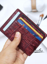Burgundy Nubuck Alligator leather credit card holder (5)