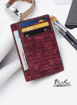 Burgundy Nubuck Alligator leather credit card holder (6)