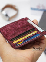 Burgundy Nubuck Alligator leather credit card holder (7)