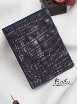 Nubuck deep blue alligator leather wallet for men (2)