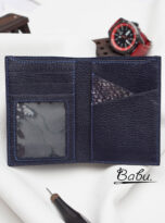 Nubuck deep blue alligator leather wallet for men (3)