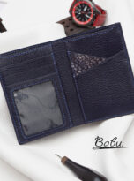 Nubuck deep blue alligator leather wallet for men (4)
