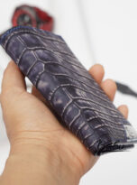 Nubuck deep blue alligator leather wallet for men (5)