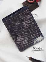 Nubuck deep blue alligator leather wallet for men handcrafted