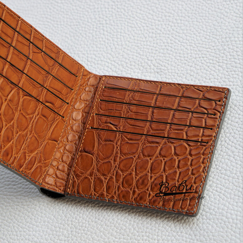 Gray Alligator Leather bifold wallet