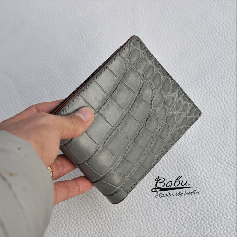 Gray Alligator Leather bifold wallet