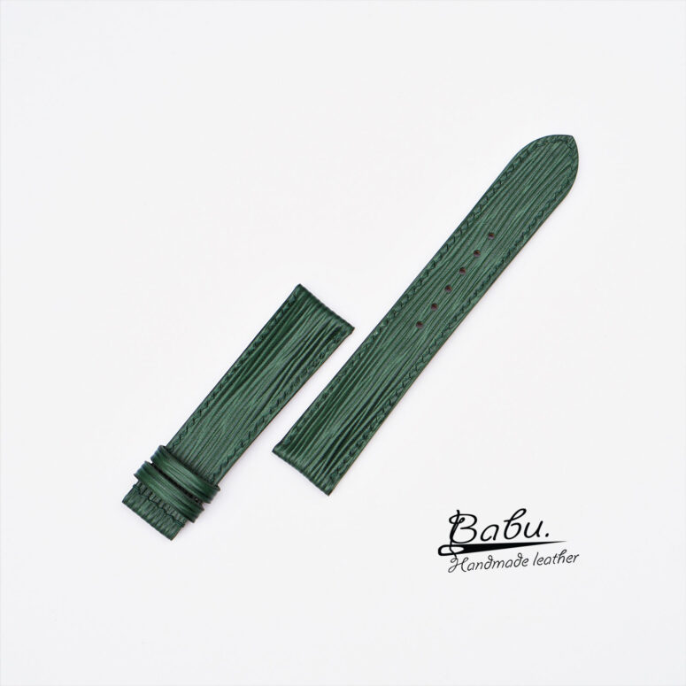 Handcrafted Dark Green Epi leather watch band