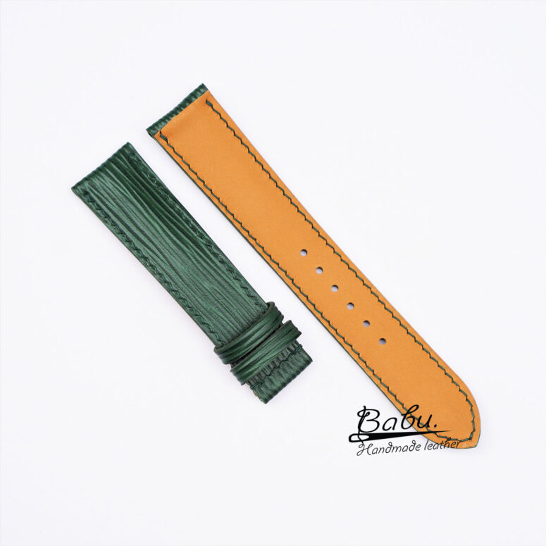 Handcrafted Dark Green Epi leather watch band