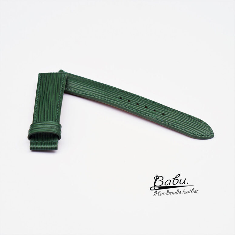 Handcrafted Dark Green Epi leather watch band