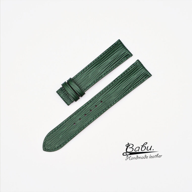 Handcrafted Dark Green Epi leather watch band