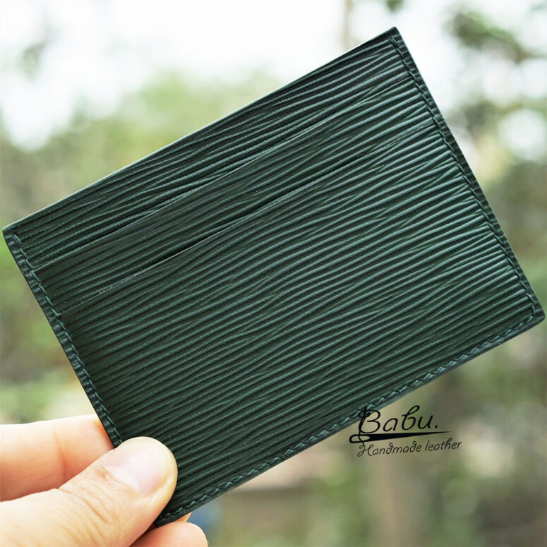 Handmade Dark Green Epi Credit Card holder