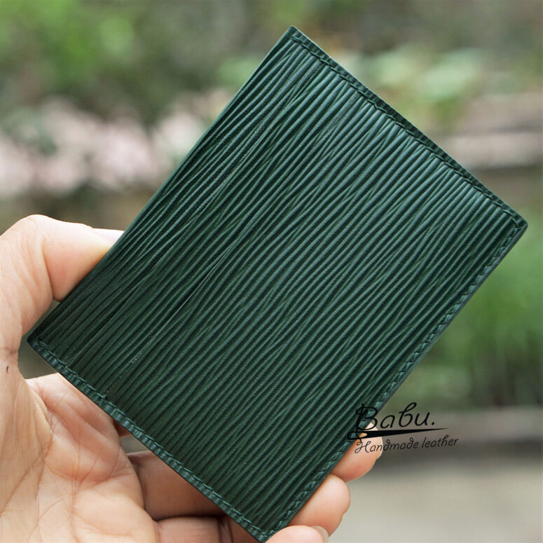 Handmade Dark Green Epi Credit Card holder