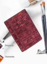 nubuck alligator leather credit card wallet handcrafted