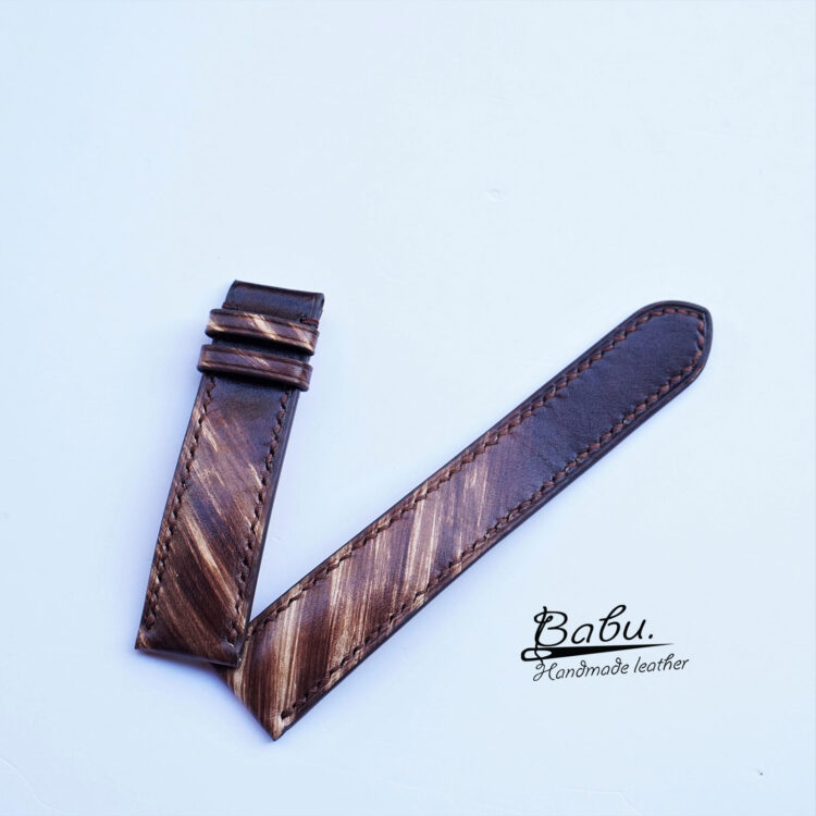 Veg-tan Cow leather watch strap Patina style
