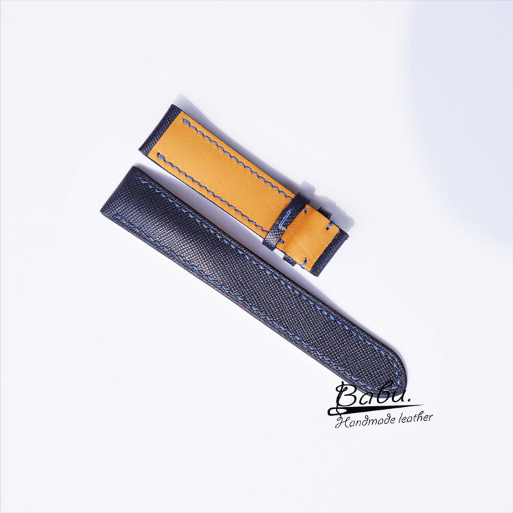 Navy Blue saffiano leather watch band