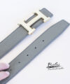 Handcrafted Grey Togo Leather Belt, Taupe Calf Leather Belt LB087