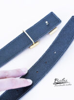 Taupe Calf leather belt – Grey Togo leather belt (8)