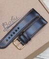Shinki Hikaku Shell Cordovan leather watch band, Black leather watch strap SW288