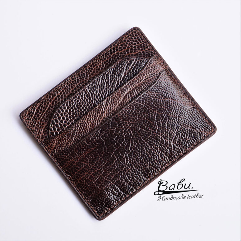 Ostrich leather credit card holder