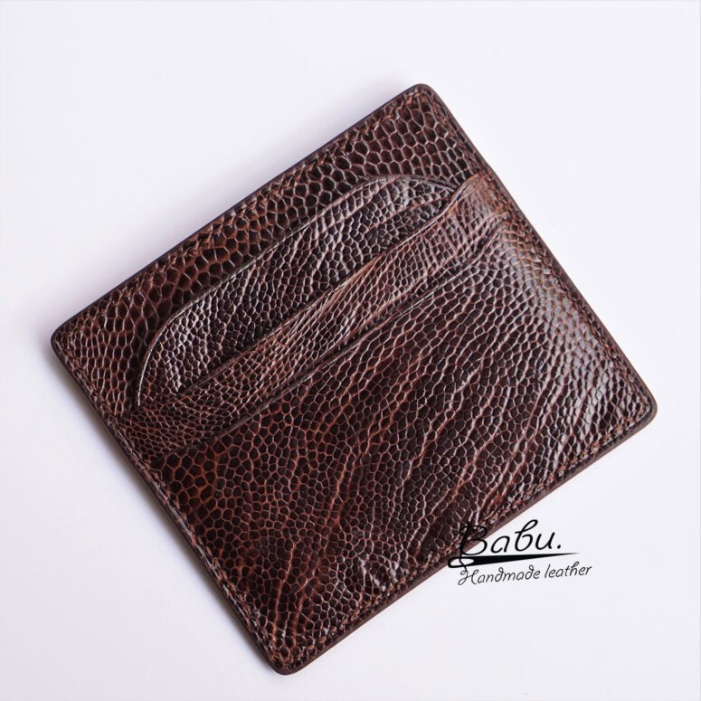 Ostrich leather credit card holder