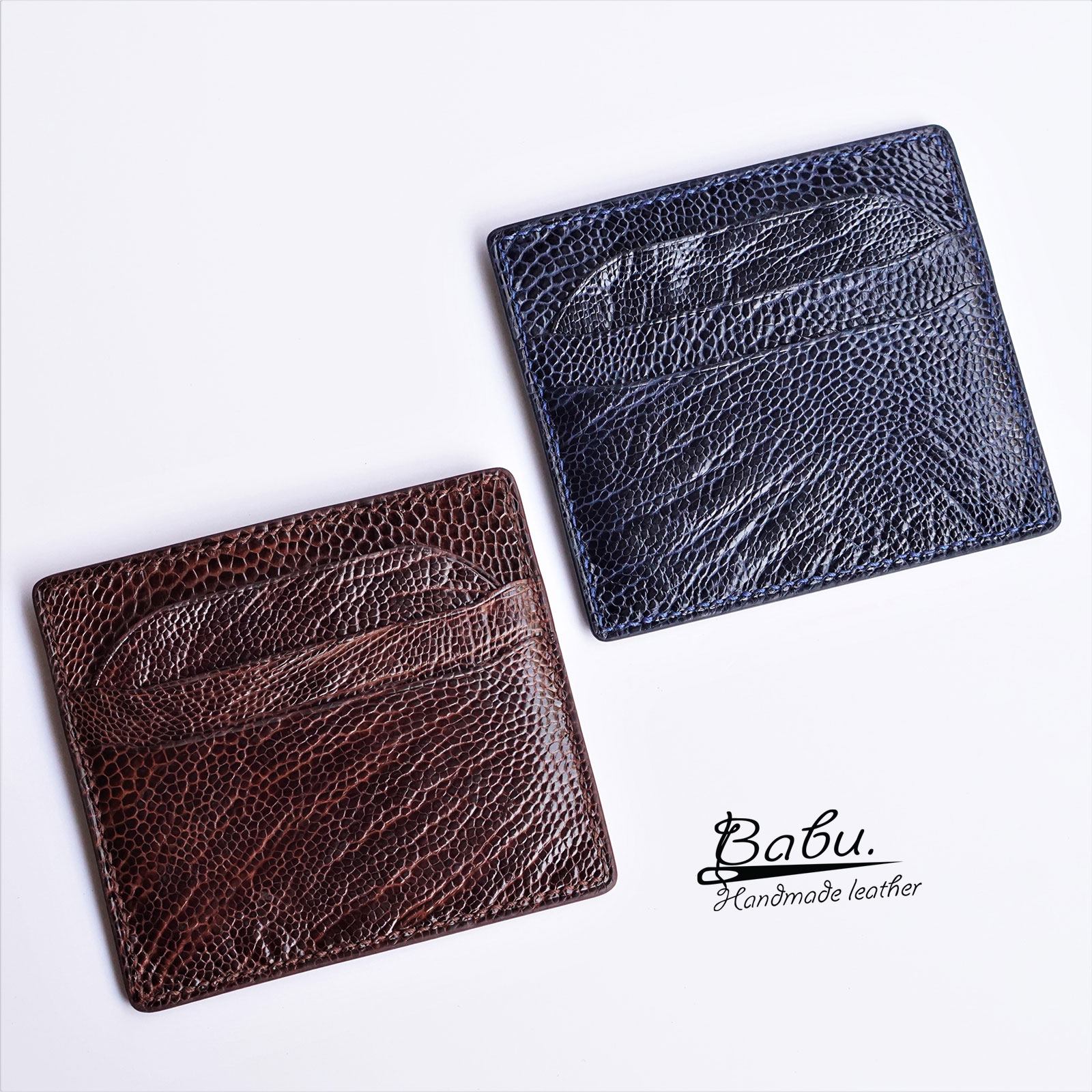 Ostrich Leather Card Holder, Handmade Ostrich credit card wallet