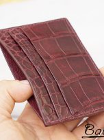 Burdundy Alligator leather credit card wallet (1)