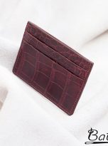 Burdundy Alligator leather credit card wallet (6)