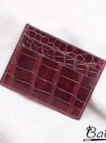 Burdundy Alligator leather credit card wallet (7)
