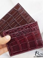 Burdundy Alligator leather credit card wallet (8)