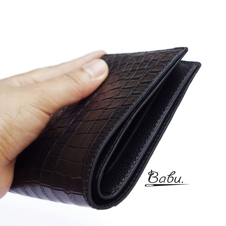 Custom made Alligator leather wallet, Black Alligator bifold wallet WL318