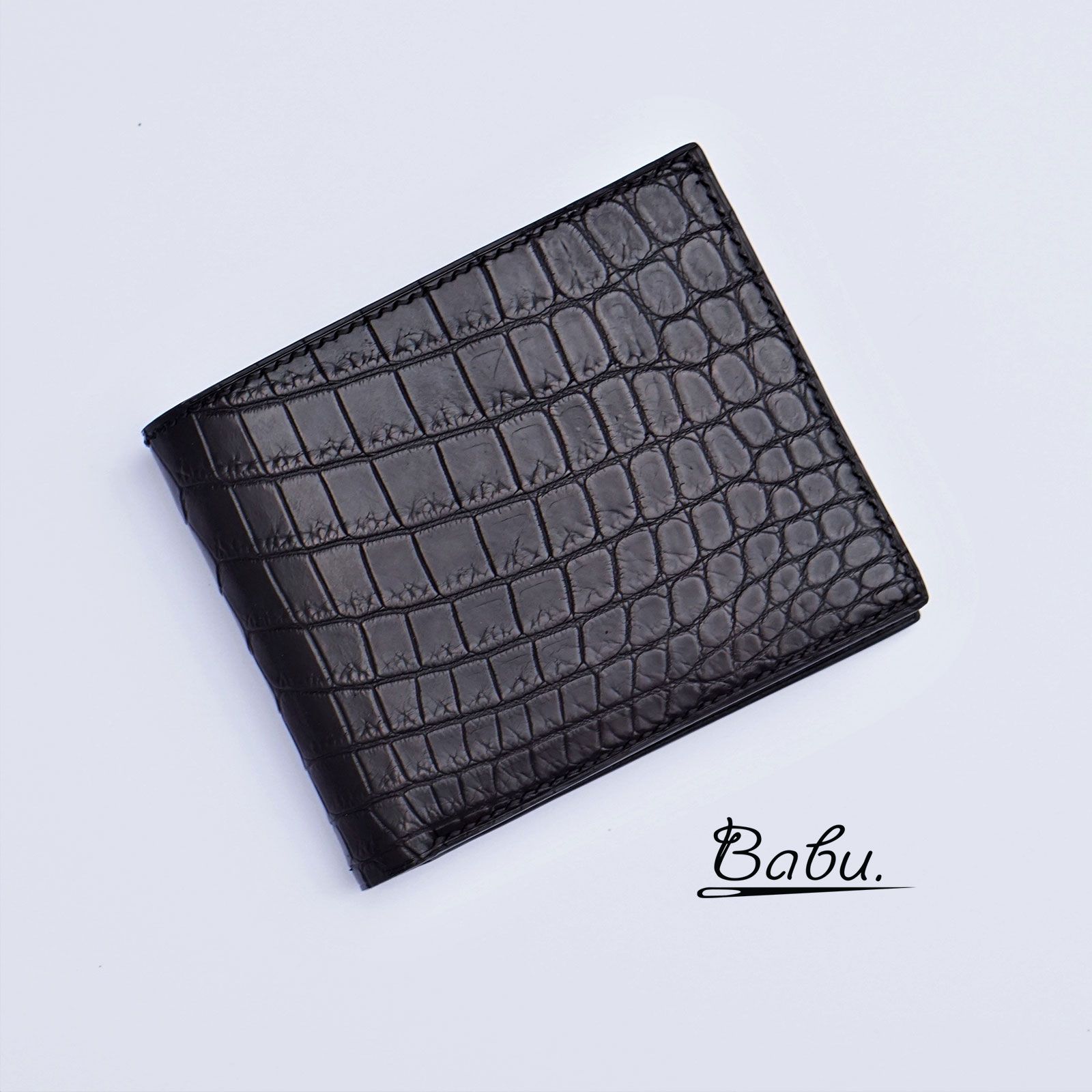 Personalized Alligator leather wallet, Black Alligator bifold wallet WL254