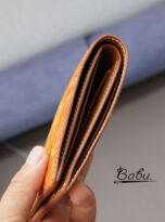 Orange Nubuck Alligator leather bifold wallet for men handcrafted (1)