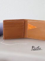 Orange Nubuck Alligator leather bifold wallet for men handcrafted (5)