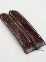 dark brown ostrich leather watch band for Cartier Santos (2)