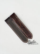 dark brown ostrich leather watch band for Cartier Santos (3)