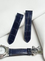 premium alligator skin watch strap for cartier santos in Navy Blue (3)