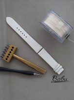Cream white lizard leather watch strap quick release spring bars (1)
