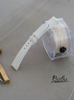 Cream white lizard leather watch strap quick release spring bars (3)