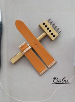 Dark Beige lizard leather watch strap with quick release bars (5)