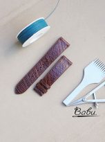 Dark brown ostrich leg leather watch band with quick release bars (1)