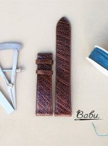 Dark brown ostrich leg leather watch band with quick release bars (3)