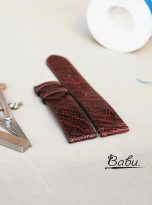 Dark brown ostrich leg leather watch band with quick release bars (4)