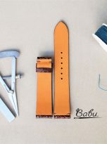 Dark brown ostrich leg leather watch band with quick release bars (5)