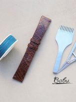 Dark brown ostrich leg leather watch band with quick release bars (8)