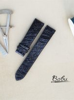 Deep blue ostrich watch band with quick release bars (1)