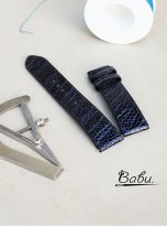 Deep blue ostrich watch band with quick release bars (2)
