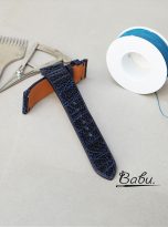 Deep blue ostrich watch band with quick release bars (3)