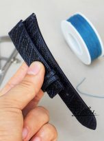 Deep blue ostrich watch band with quick release bars (7)